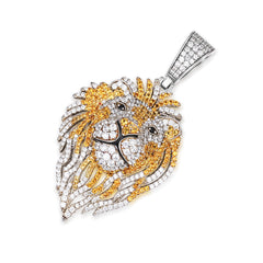 Two-Tone Moissanite Lion Pendant with VVS Moissanite Stones