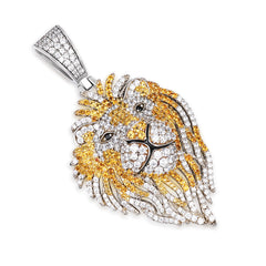 Two-Tone Moissanite Lion Pendant with VVS Moissanite Stones