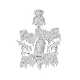 Unique High-Detail Pendant with Mask and Money Motif in Moissanite