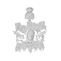 Unique High-Detail Pendant with Mask and Money Motif in Moissanite