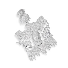 Unique High-Detail Pendant with Mask and Money Motif in Moissanite