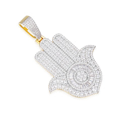 VVS Moissanite Hamsa Pendant with Radiant Center Design