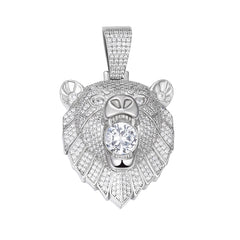 Wild Moissanite Bear Pendant Unique Animal Jewelry