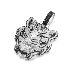 Iced Out Tiger Head Moissanite Pendant – S925 Silver Hip Hop Jewelry