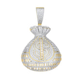 Moissanite Money Bag Pendant – S925 Silver Iced-Out Dollar Sign, Two-Tone Finish | UIU Jewelry