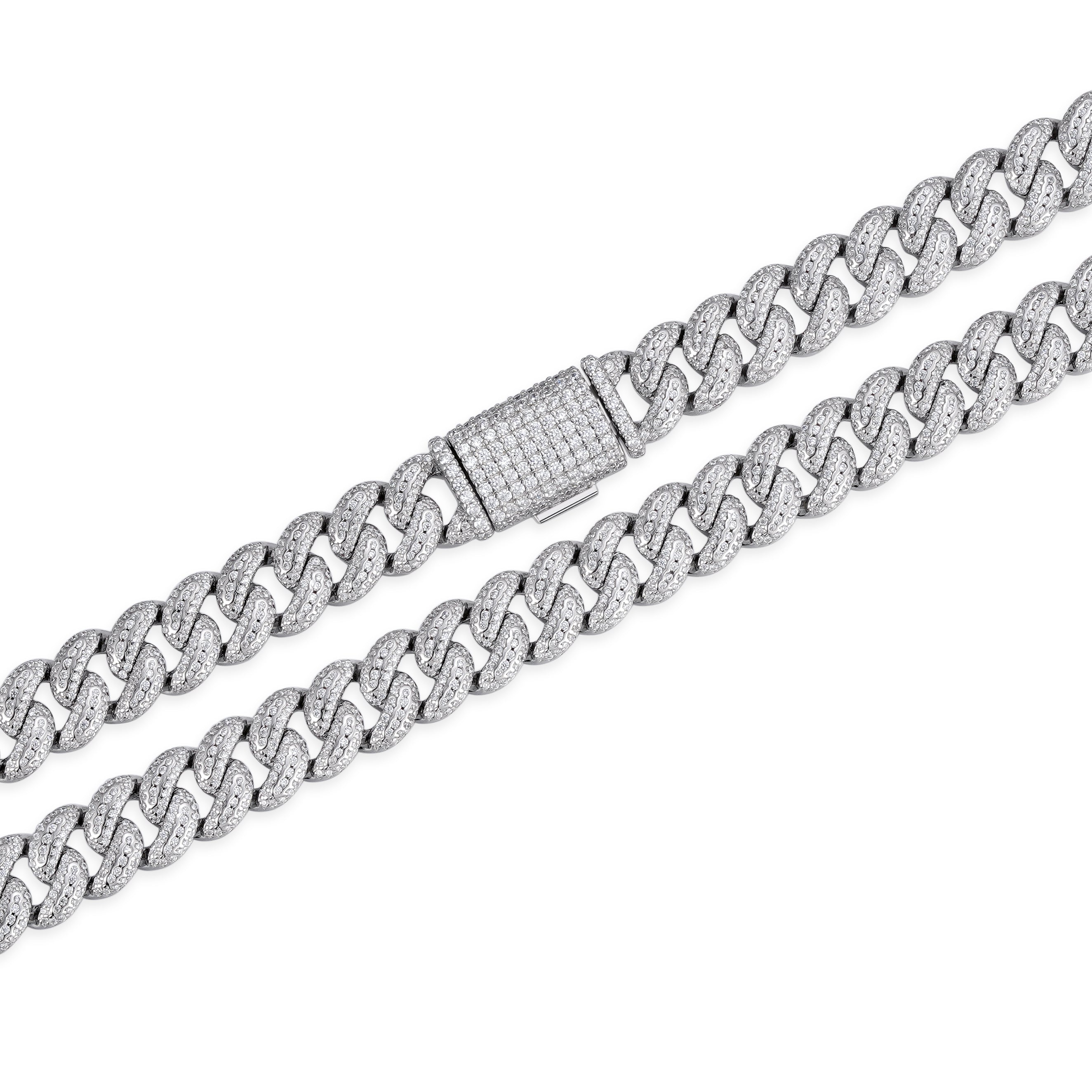 10-20mm Iced Cuban Link Necklace with VVS Moissanite in Prong Setting