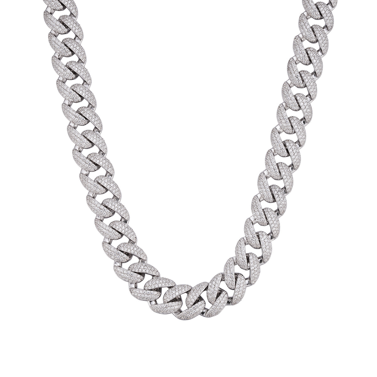 14mm Iced Cuban Link Chain in VVS Moissanite