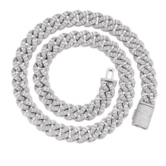 20MM Moissanite Baguette  Iced-Out Cuban Link Chain Necklace