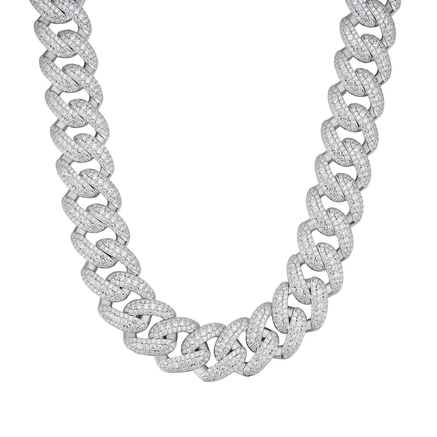 23MM Moissanite Cuban Chain In 925 Silver