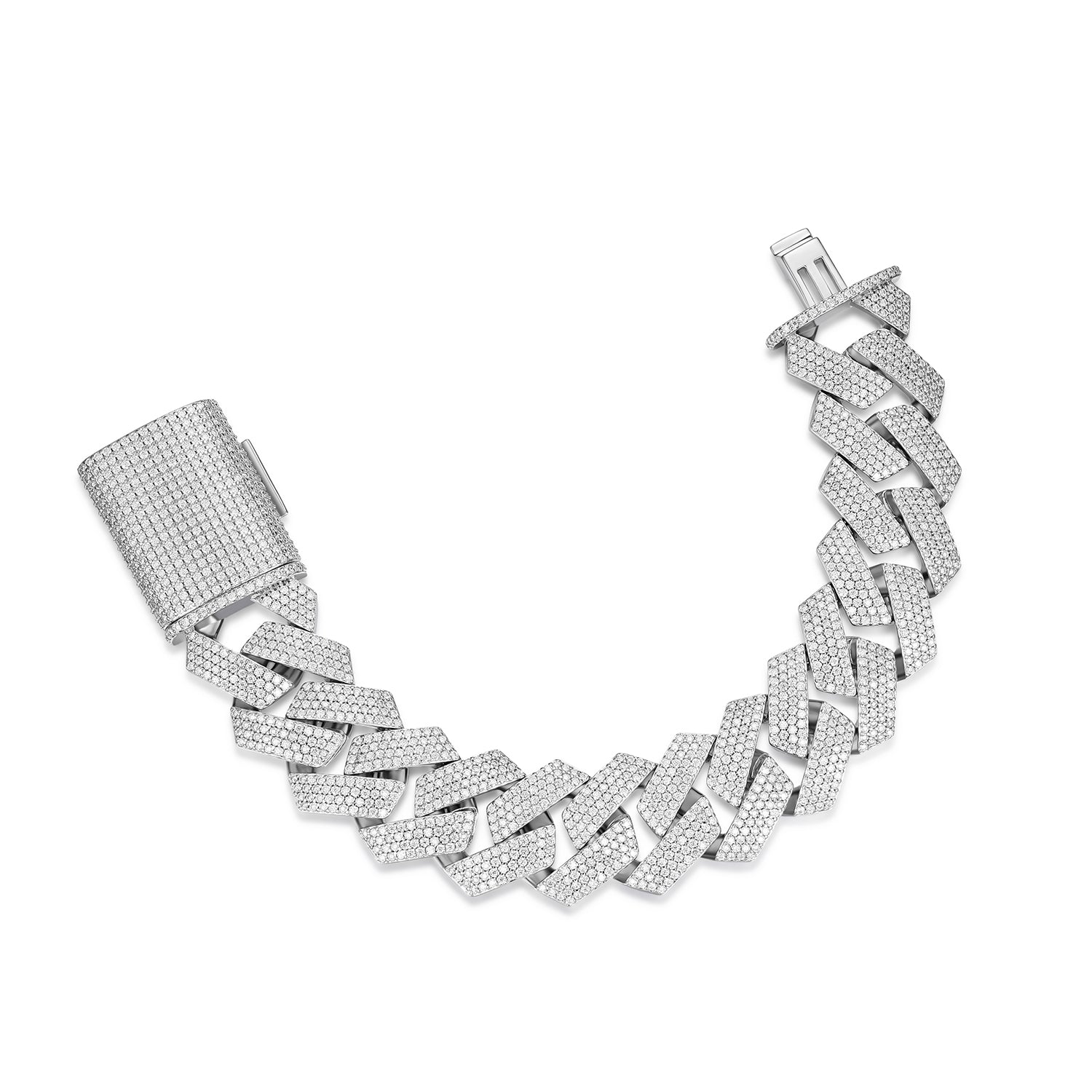 23MM Moissanite Two Tone Cuban Link Bracelet