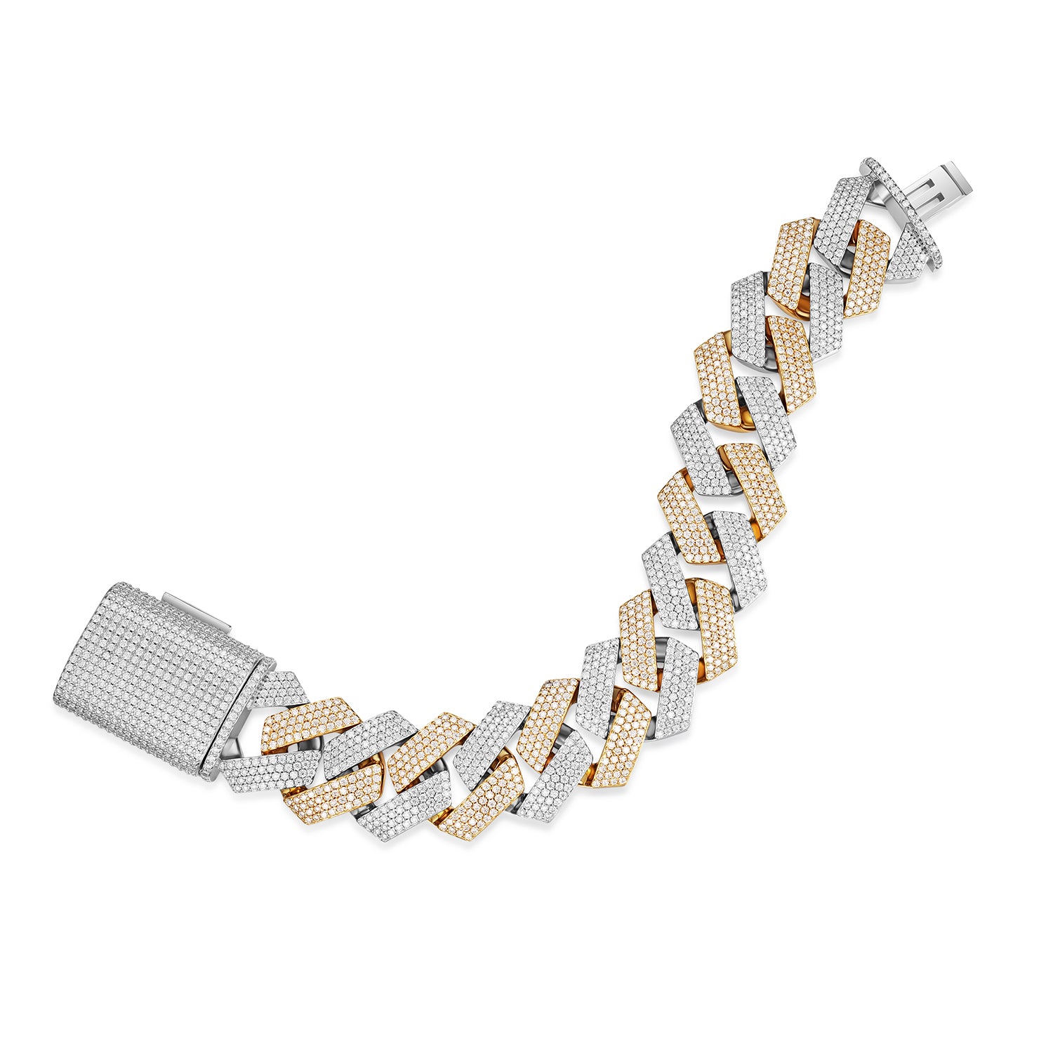 23MM Moissanite Two Tone Cuban Link Bracelet