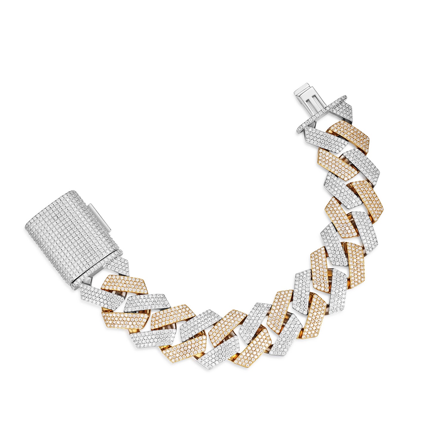 23MM Moissanite Two Tone Cuban Link Bracelet