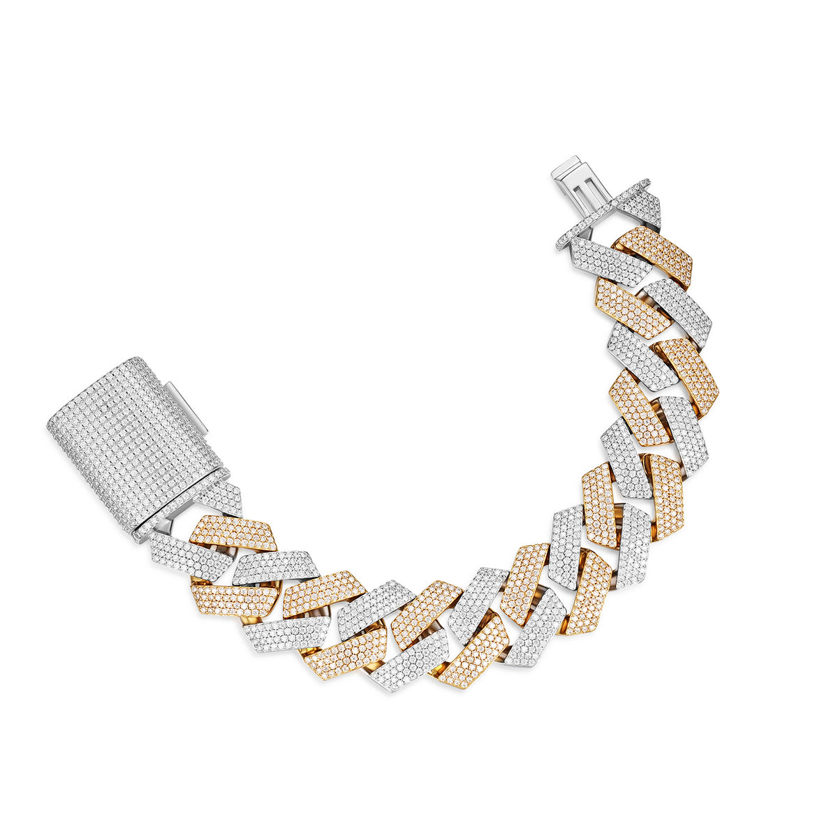 23MM Moissanite Two Tone Cuban Link Bracelet