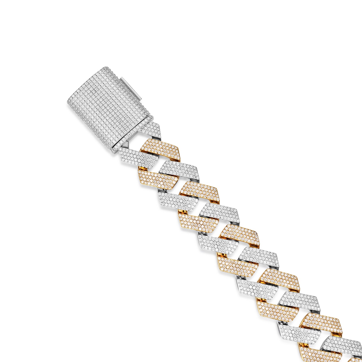 23MM Moissanite Two Tone Cuban Link Bracelet