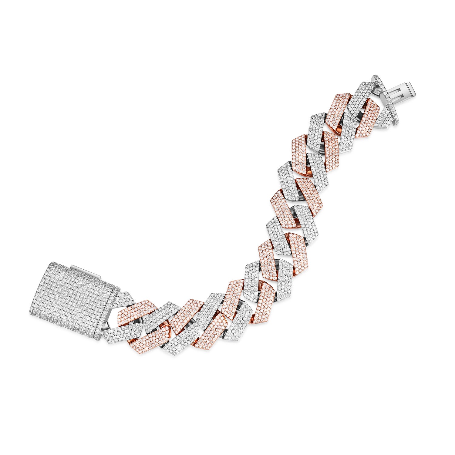 23MM Moissanite Two Tone Cuban Link Bracelet