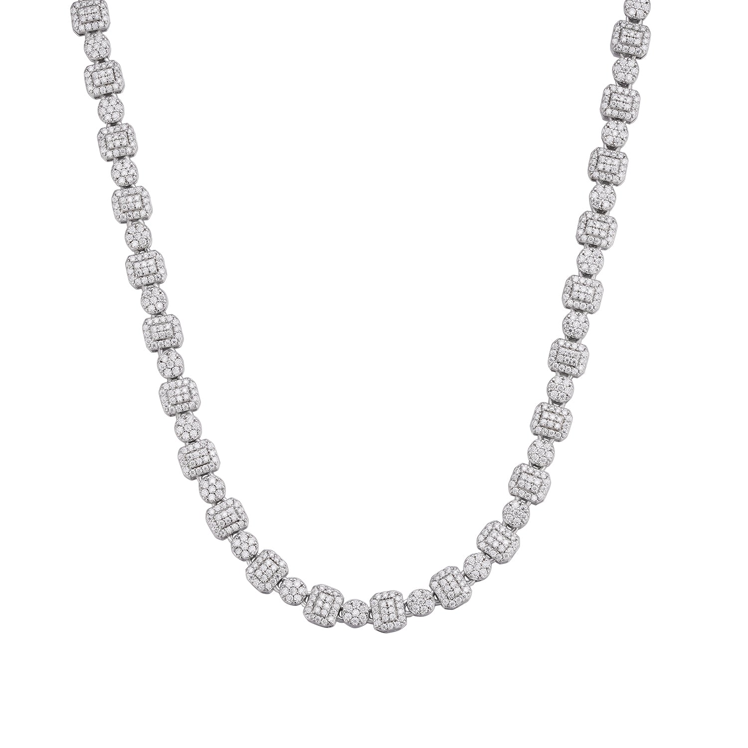 6MM Baguette And Round Moissanite Chain Necklace