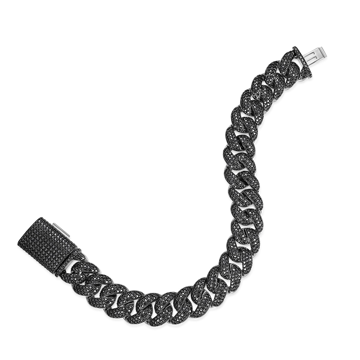 925 Silver Black Moissanite Miami Cuban Men's Bracelet (ALL SIZES)