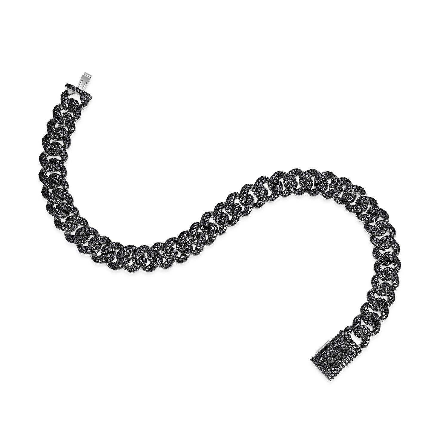 925 Silver Black Moissanite Miami Cuban Men's Bracelet (ALL SIZES)