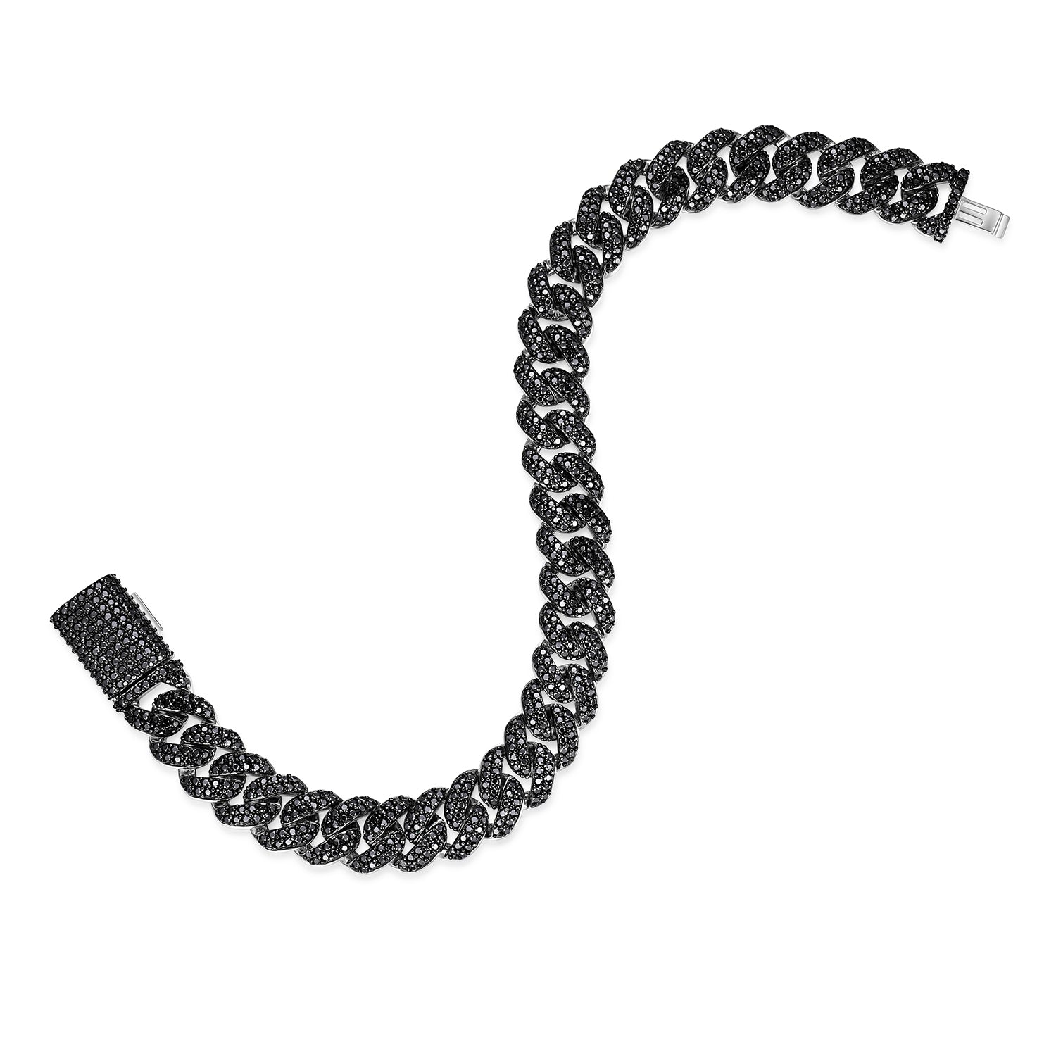 925 Silver Black Moissanite Miami Cuban Men's Bracelet (ALL SIZES)