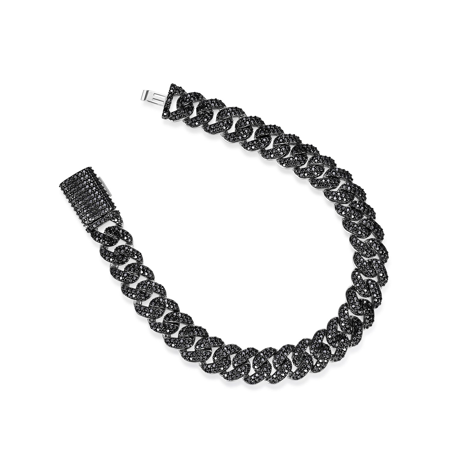 925 Silver Black Moissanite Miami Cuban Men's Bracelet (ALL SIZES)