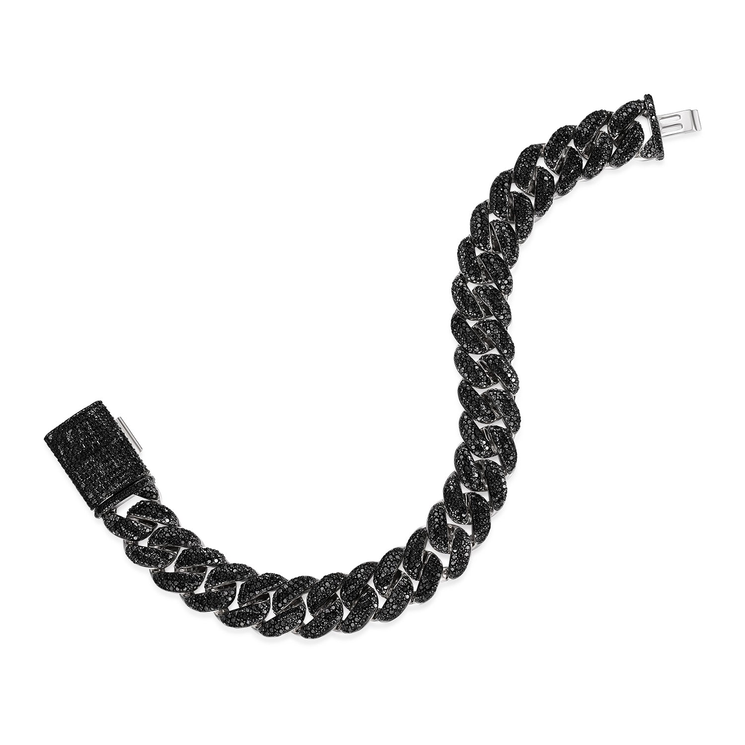 925 Silver Black Moissanite Miami Cuban Men's Bracelet (ALL SIZES)
