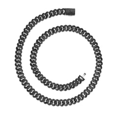 925 Silver Black Moissanite Miami Cuban Men's Necklace (ALL SIZES)
