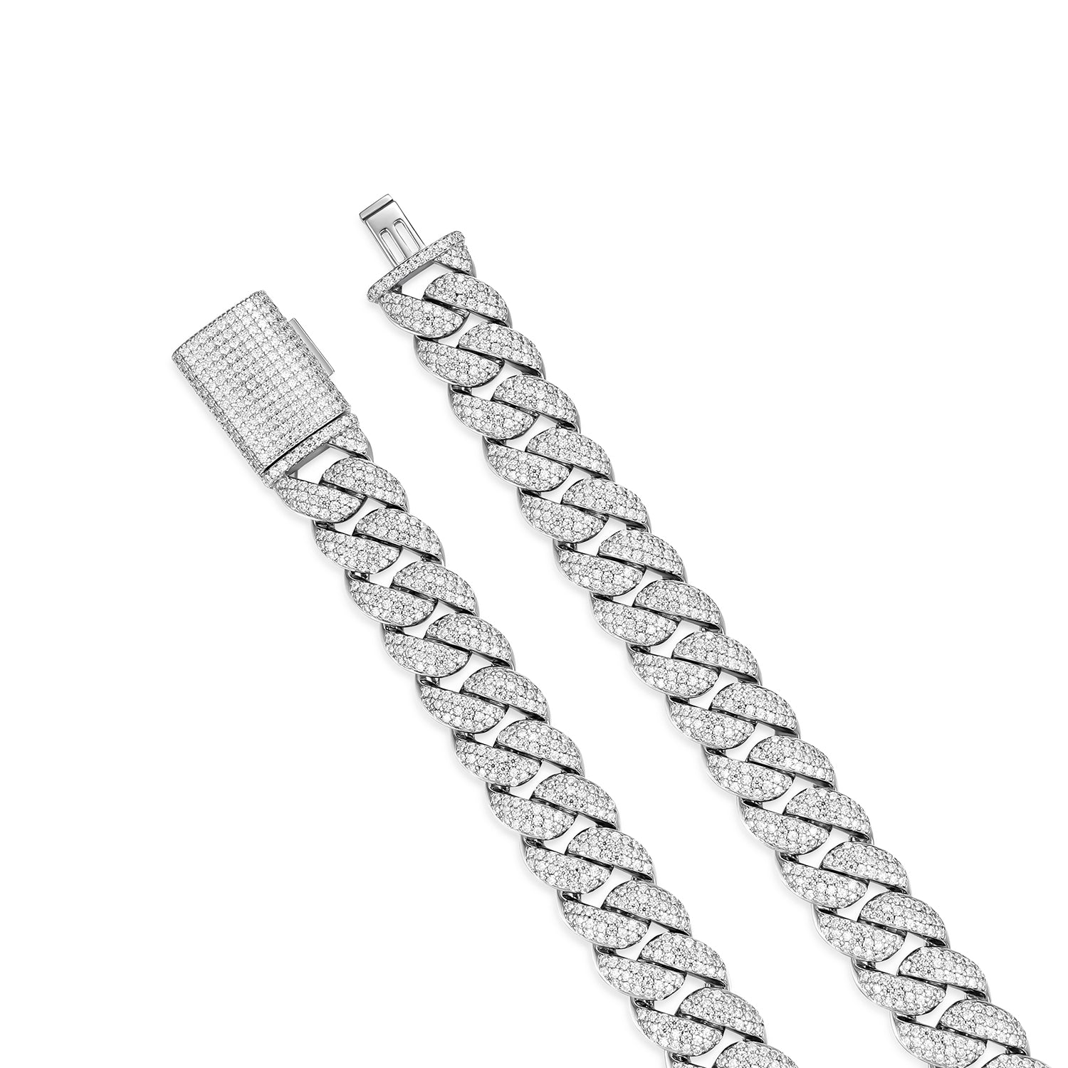 925 Silver Black Moissanite Miami Cuban Men's Necklace (ALL SIZES)