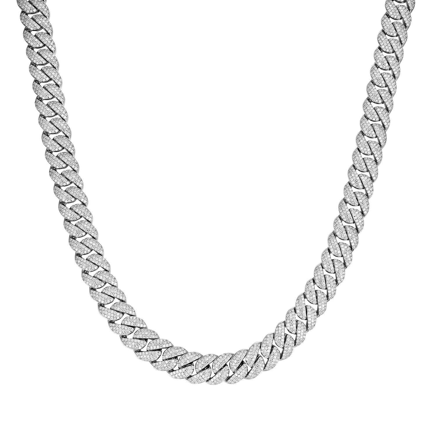 925 Silver Black Moissanite Miami Cuban Men's Necklace (ALL SIZES)
