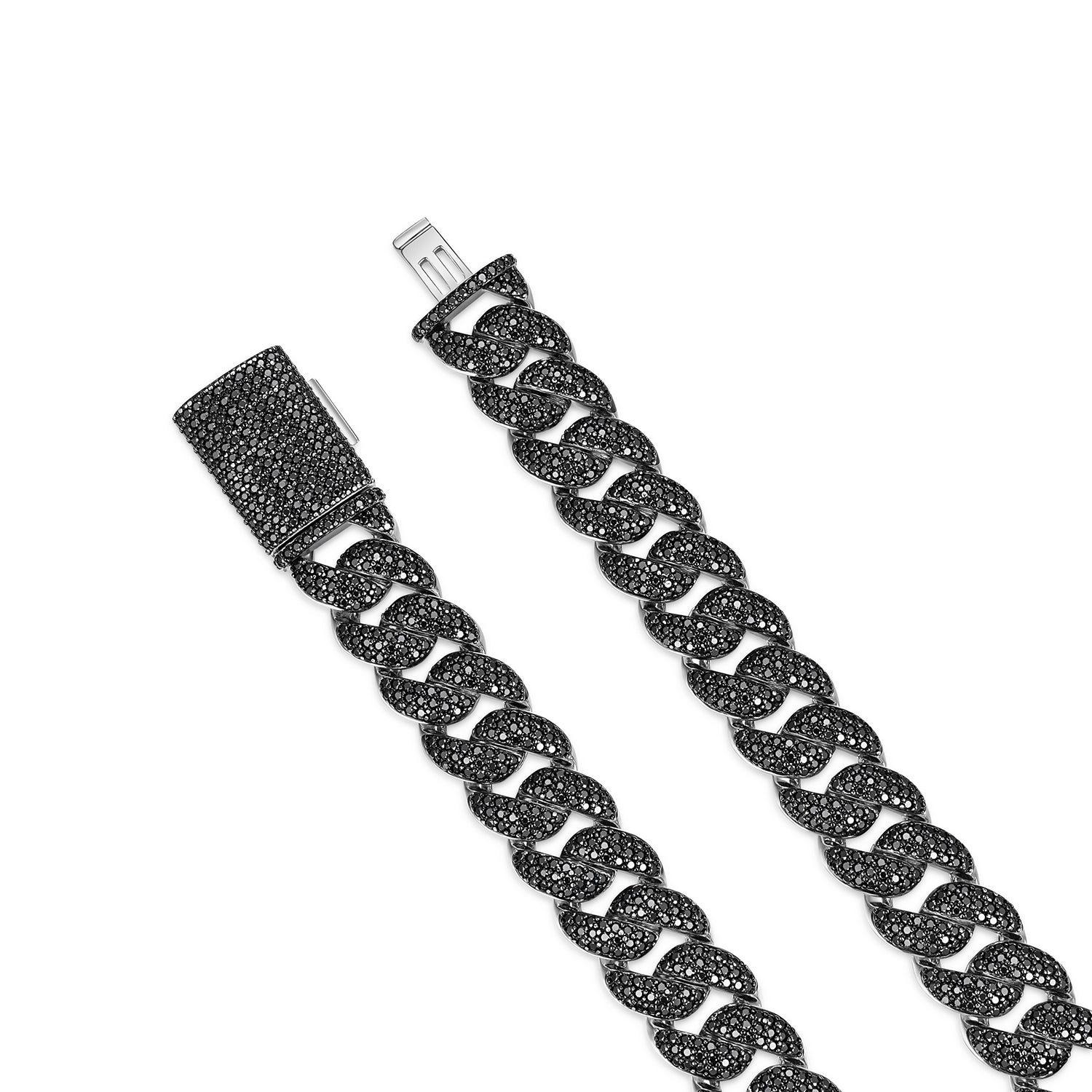 925 Silver Black Moissanite Miami Cuban Men's Necklace (ALL SIZES)