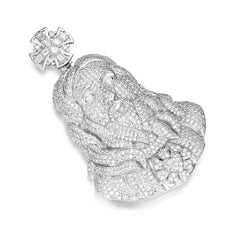 925 Sterling Silver 2.36" Baguette Moissanite Jesus Cross Pendant