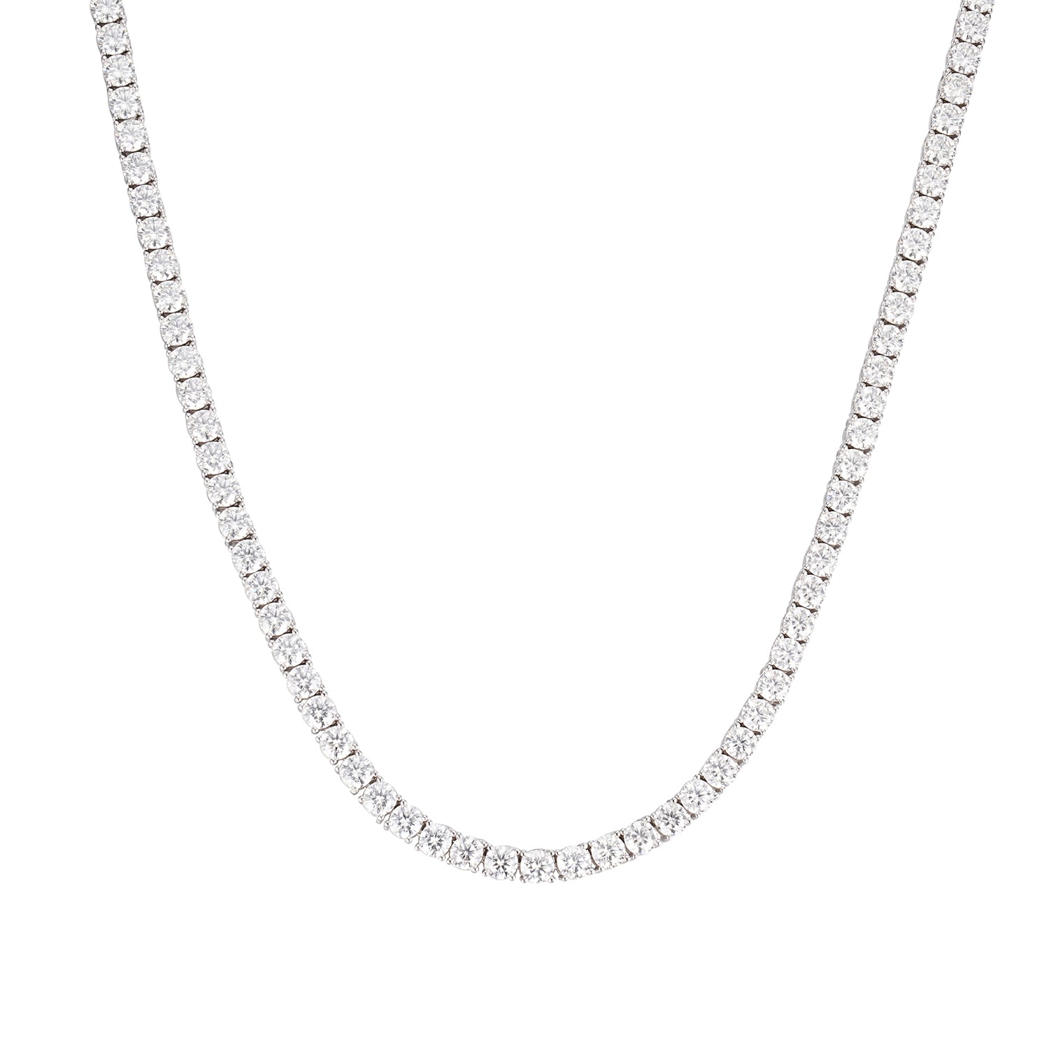 925 Sterling Silver Moissanite Round Cut Tennis Chian