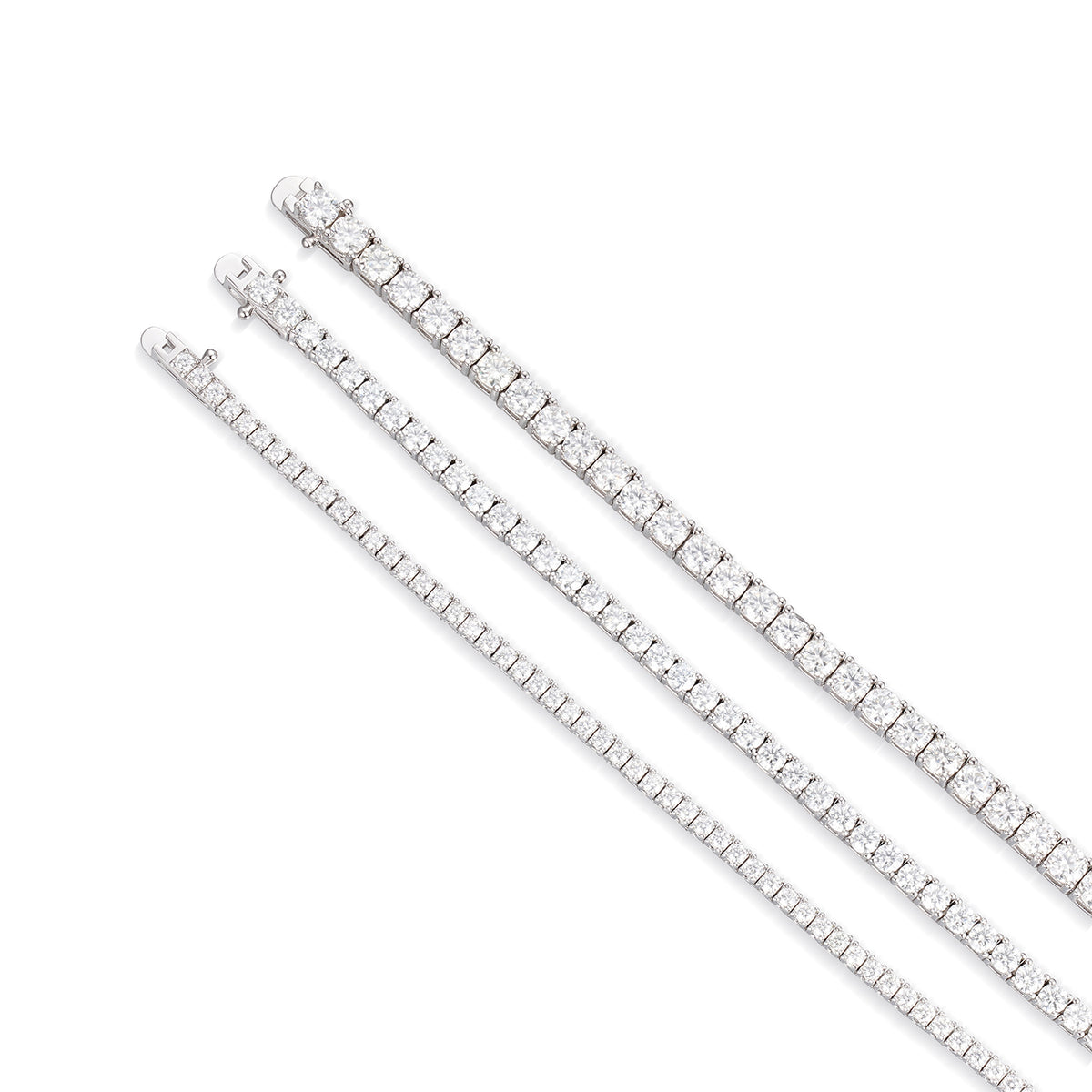 925 Sterling Silver Moissanite Round Cut Tennis Chian