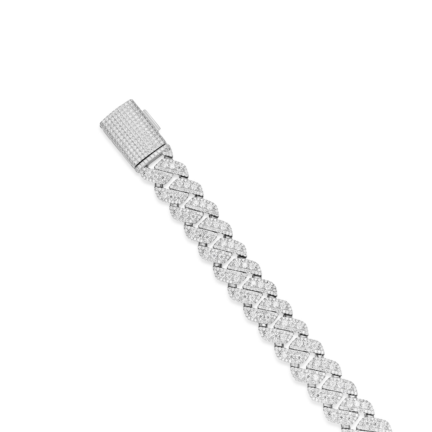 925 Sterling Silver Moissanite Unisex Cuban Bracelet 12mm - 14mm