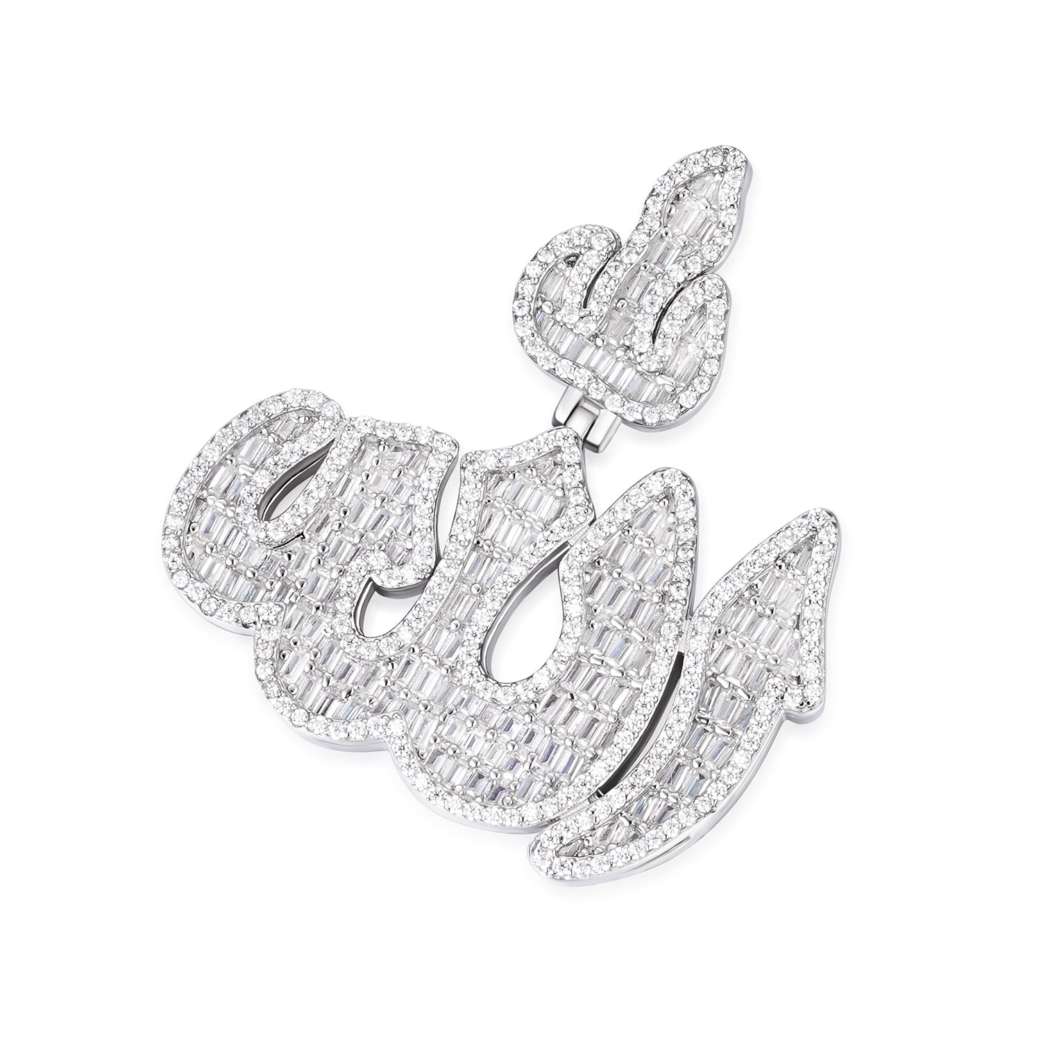 Allah Pendant with Baguette Moissanite Stones