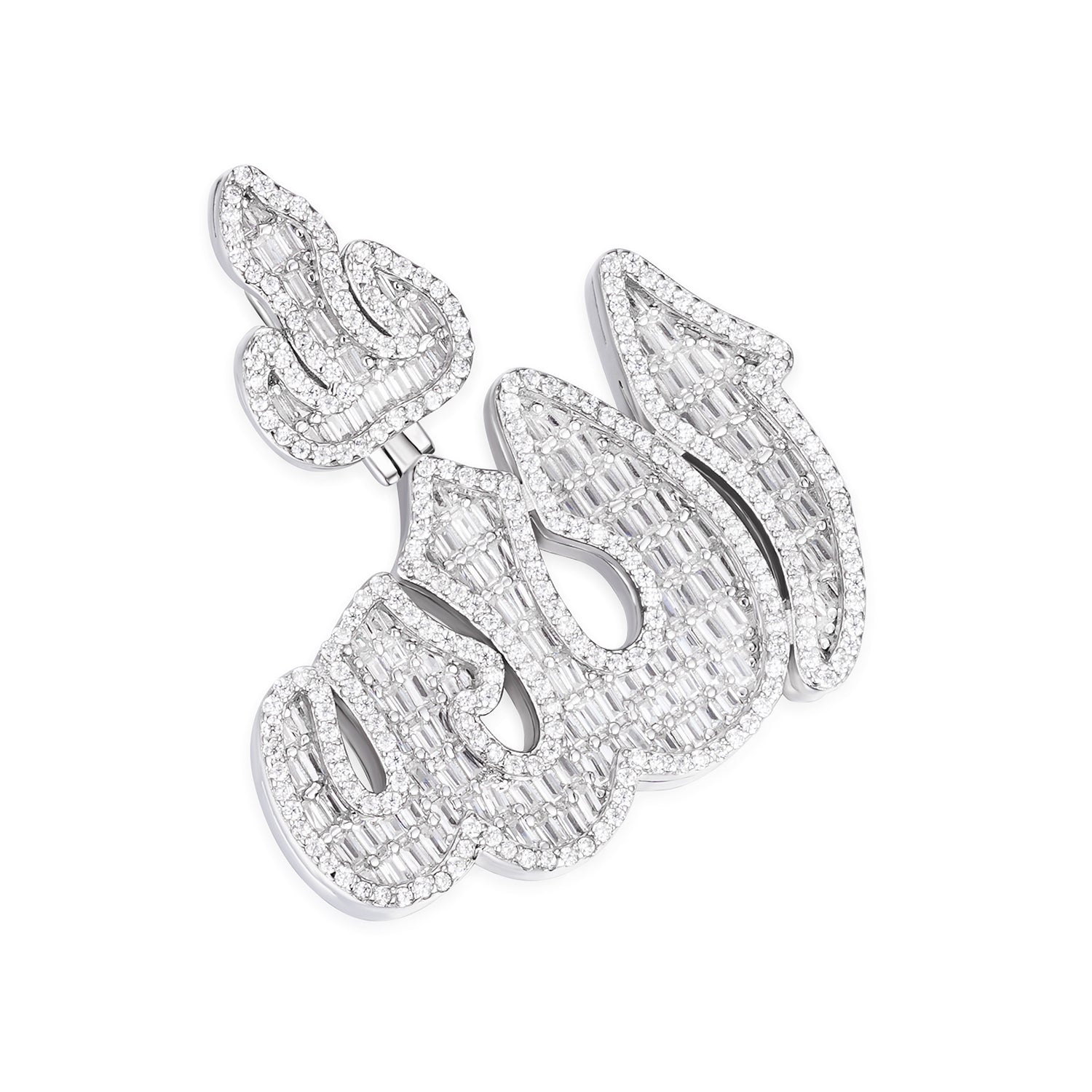 Allah Pendant with Baguette Moissanite Stones