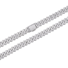 Baguette-cut  8-20mm VVS Colorless Moissanite Cuban Chain in 925 Sterling Silver