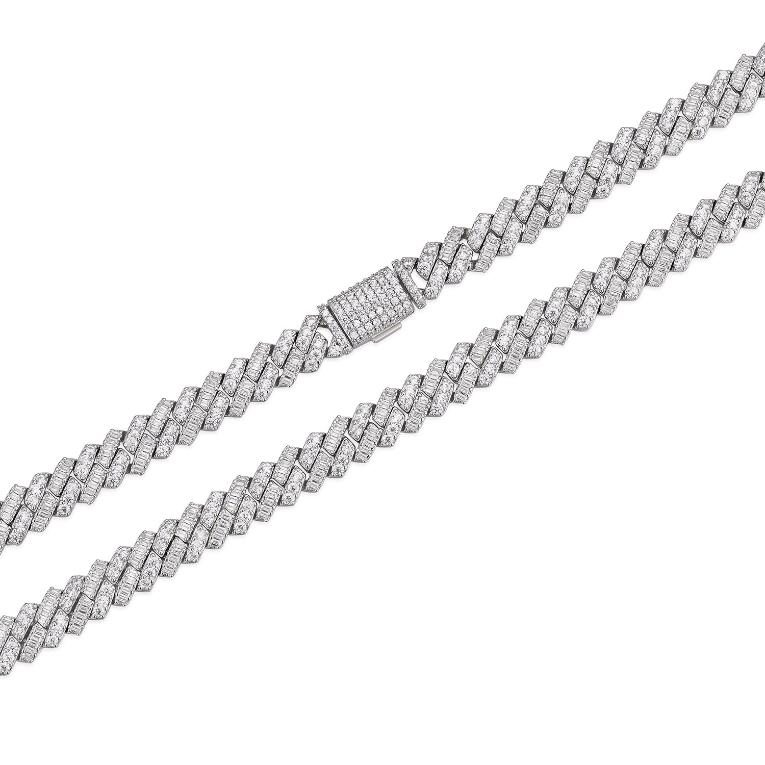 Baguette-cut Fully Iced VVS Moissanite Cuban Chain  (ALL SIZES)