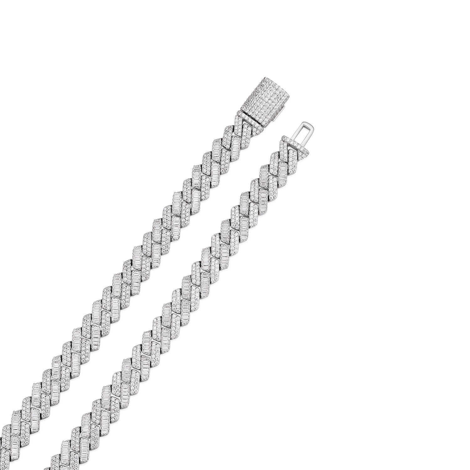 Baguette-cut Fully Iced VVS Moissanite Cuban Chain  (ALL SIZES)