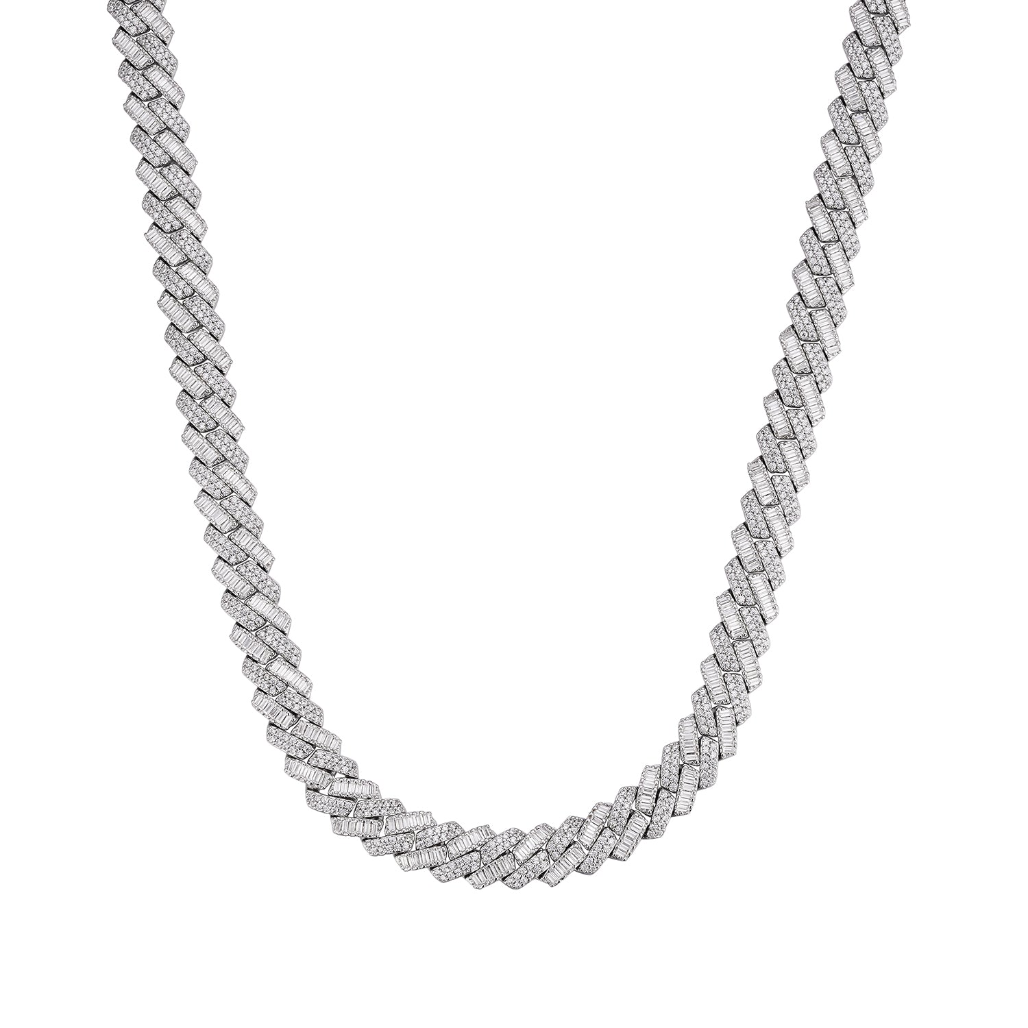 Baguette-cut Fully Iced VVS Moissanite Cuban Chain  (ALL SIZES)