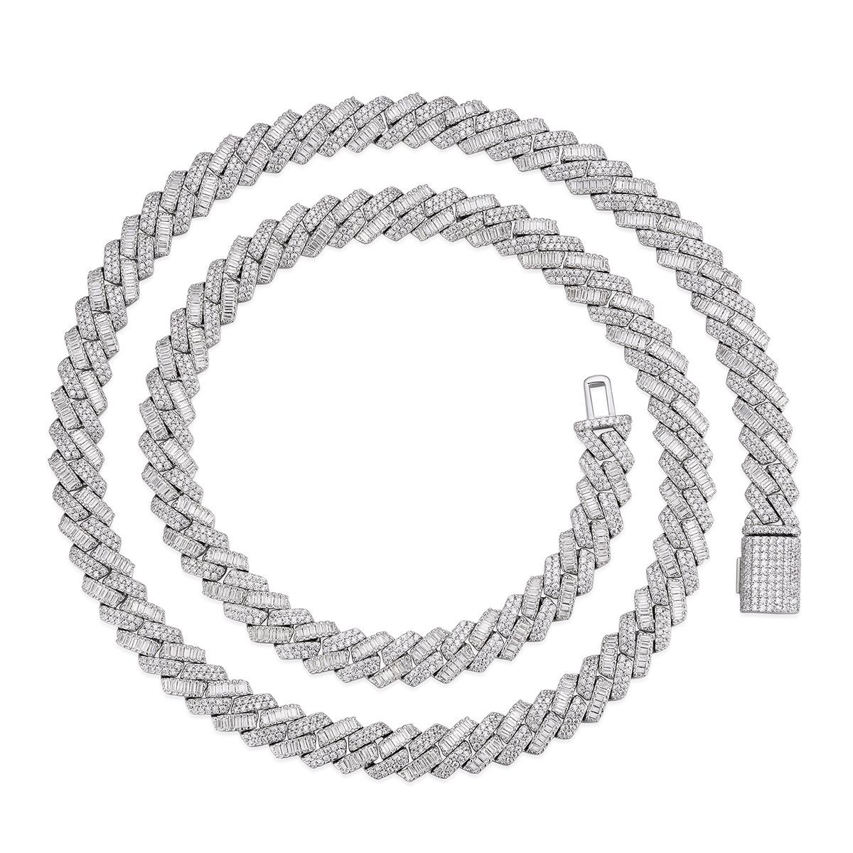 Baguette-cut Fully Iced VVS Moissanite Cuban Chain  (ALL SIZES)