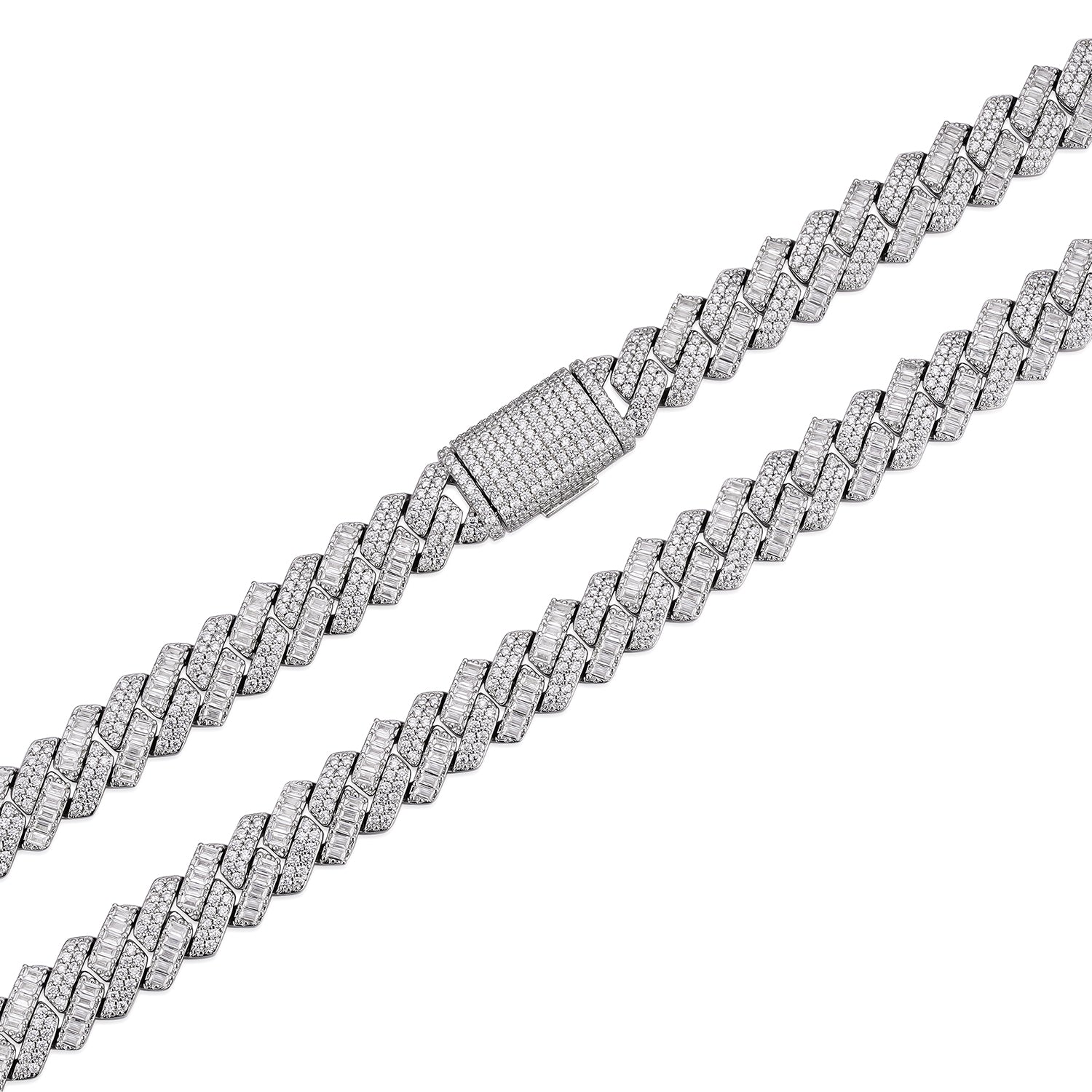 Baguette-cut Fully Iced VVS Moissanite Cuban Chain  (ALL SIZES)