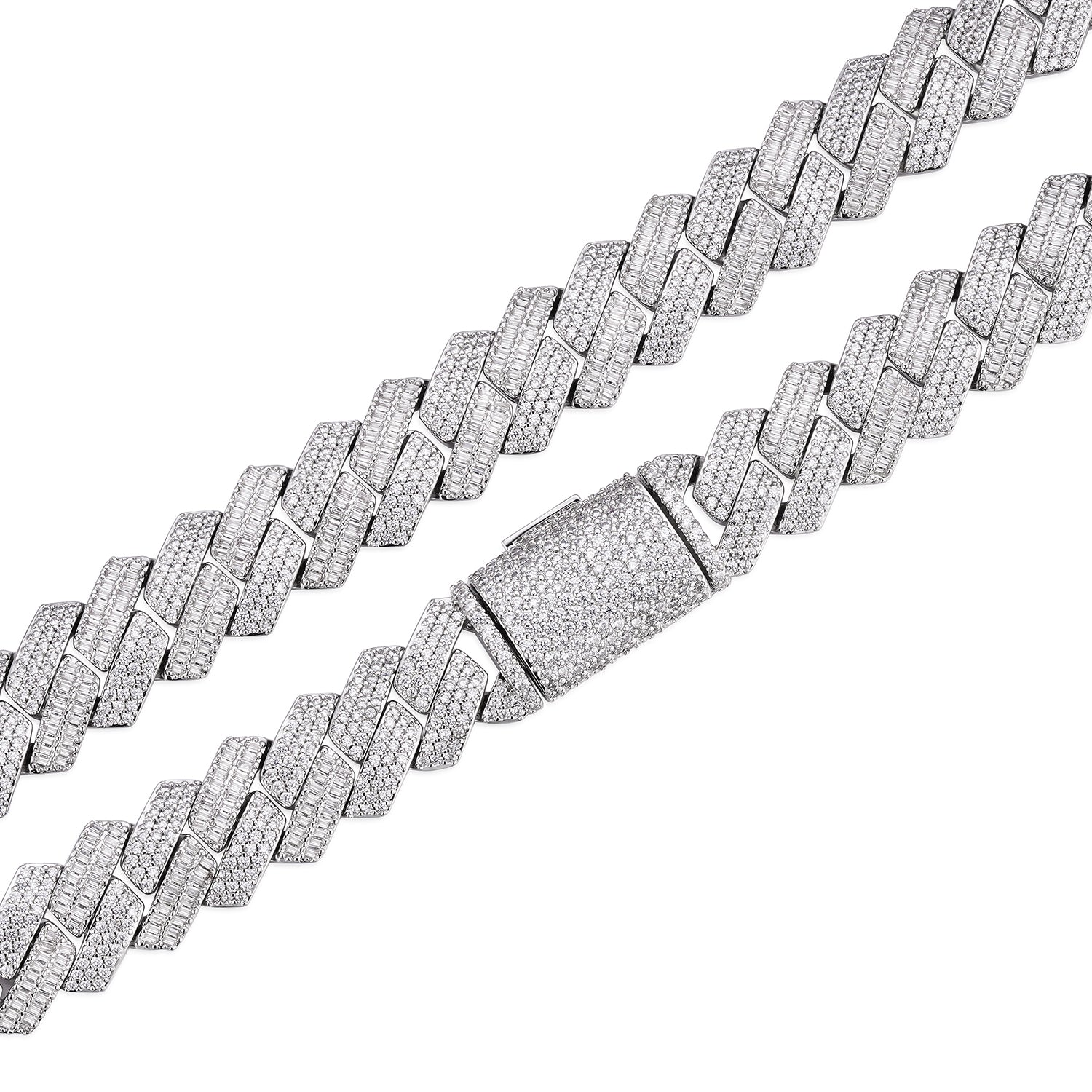 Baguette-cut Fully Iced VVS Moissanite Cuban Chain  (ALL SIZES)