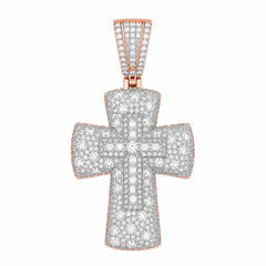Baguette Double Cross Moissanite Pendant | 14K Gold Plated Over 925 Sterling Silver