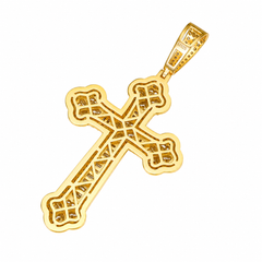Baguette Moissanite Clover Cross Pendant  14K Gold Plated Over 925 Sterling Silver