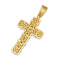Baguette Moissanite Cross Pendant | 14K Gold Plated Over 925 Sterling Silver