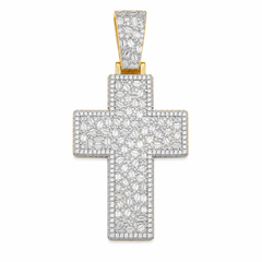 Baguette Moissanite Cross Pendant | 14K Gold Plated Over 925 Sterling Silver