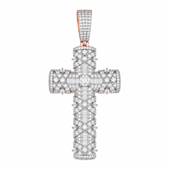 Baguette Moissanite Cross Pendant | 14K Gold Plated Over 925 Sterling Silver