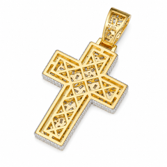 Baguette Moissanite Cross Pendant | 14K Gold Plated Over 925 Sterling Silver