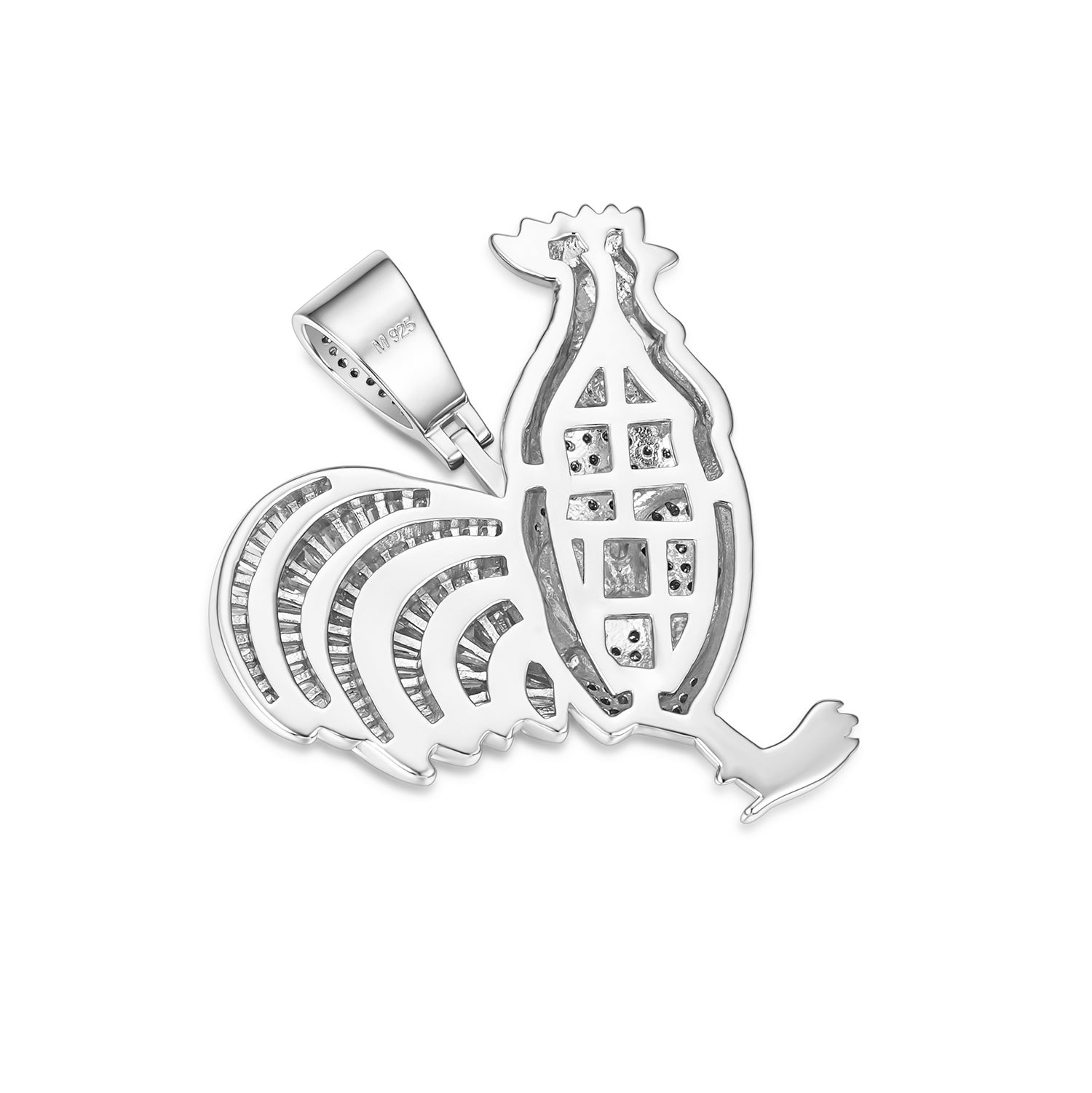 Baguette Moissanite Rooster Pendant with VVS Moissanite