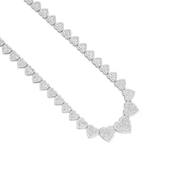 Baguette and Round VVS  Moissanite Heart Motif Link Chain